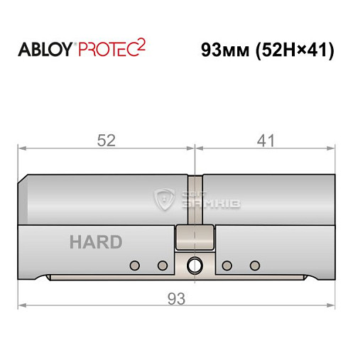 Циліндр ABLOY Protec2 93 (52H*41) (H - гартована сторона) хром полірований - Фото №4