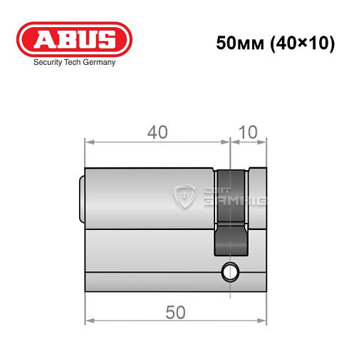 Цилиндр половинка ABUS S60P 50 (40*10) никель - Фото №5