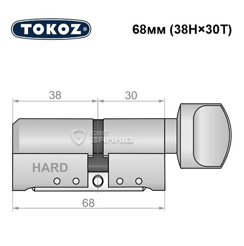 Циліндр TOKOZ Pro400 68T (38H*30T) (H - гартована сторона) нікель матовий - Фото №5