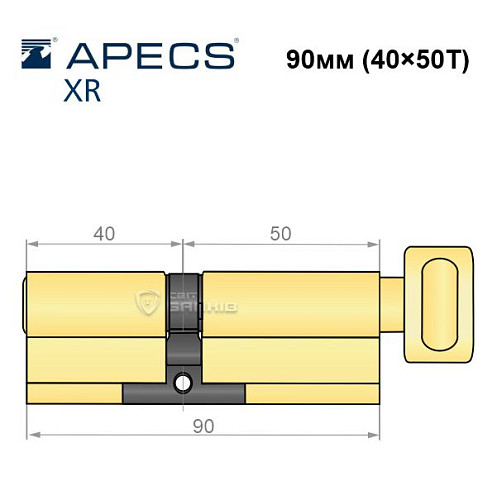 Цилиндр APECS XR 90Т (40*50Т) латунь матовая - Фото №5