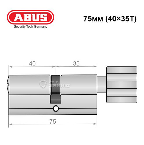 Циліндр ABUS X12R 75T (40*35T) нікель сатин - Фото №6