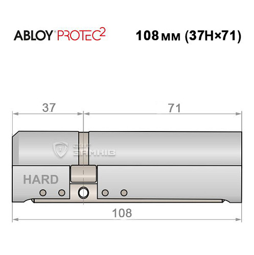 Циліндр ABLOY Protec2 108 (37H*71) (H - гартована сторона) хром полірований - Фото №4