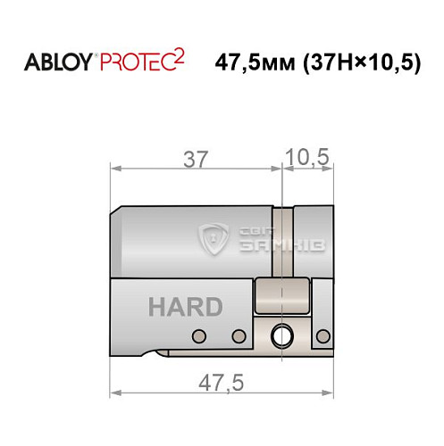 Циліндр половинка ABLOY Protec2 47,5 (37H*10,5) (H - гартована сторона) хром матовий 3 ключа - Фото №5