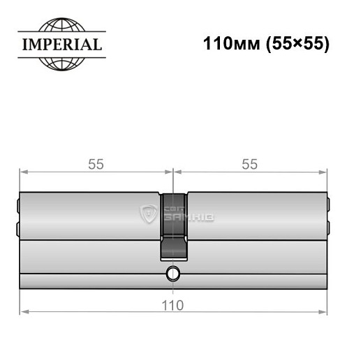 Цилиндр IMPERIAL 110 (55*55) никель сатин - Фото №3