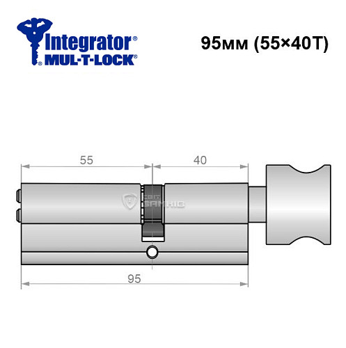 Циліндр MUL-T-LOCK Integrator 95T (55*40T) нікель сатин - Фото №6