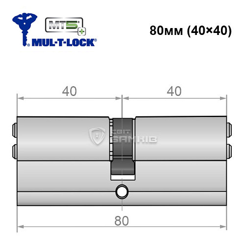 Циліндр MUL-T-LOCK MTL800/MT5+ 80 (40*40) нікель сатин - Фото №5