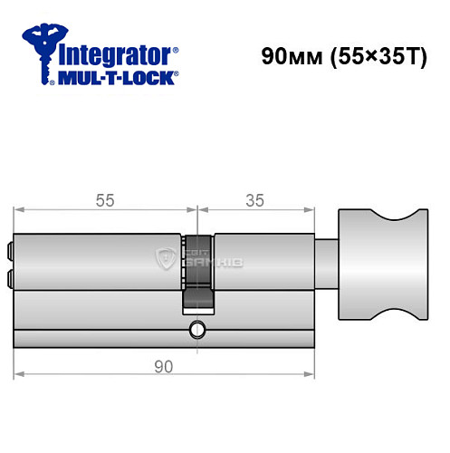 Цилиндр MUL-T-LOCK Integrator 90T (55*35T) никель сатин - Фото №6