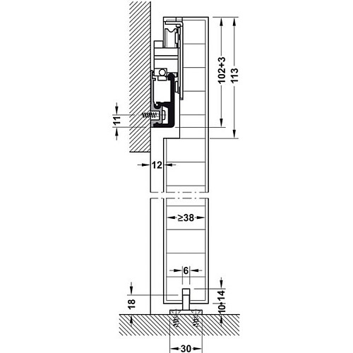 Розсувна система Design 80-V (відстань від стіни12мм) довж 2 м на 1 полот  ваг до 80 кг зі стопорами - Фото №5