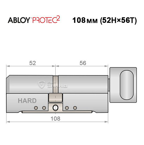 Цилиндр ABLOY Protec2 108T (52Н*56T) (Н - закаленная сторона) хром полированный - Фото №5