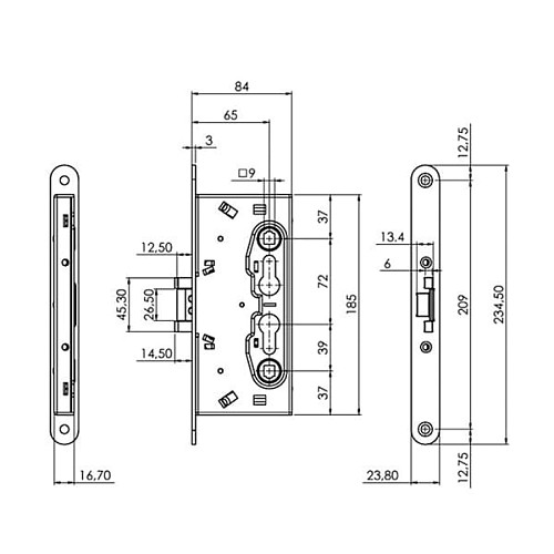Механизм замка ISEO 216120654 (BS65*72мм) матовый хром  - Фото №8