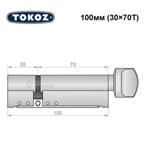 Цилиндр TOKOZ Pro300 100T (30*70T) никель матовый - Фото №5