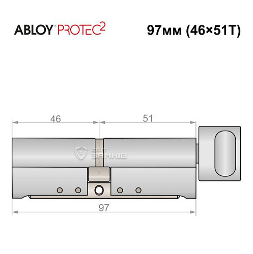 Циліндр ABLOY Protec2 97T (46*51T) хром полірований - Фото №5
