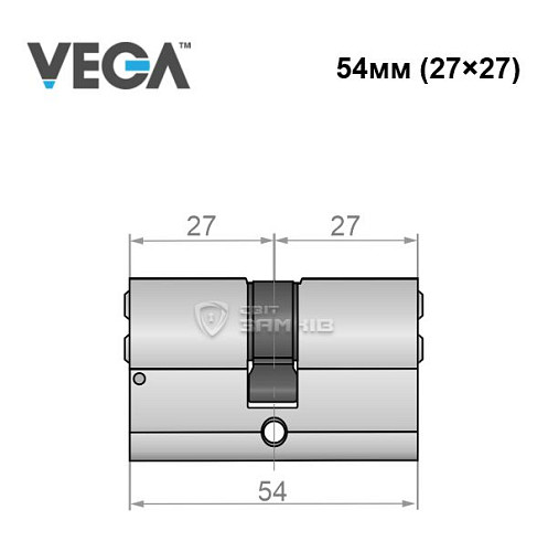 Циліндр VEGA VP-7 54 (27*27) нікель сатин - Фото №4
