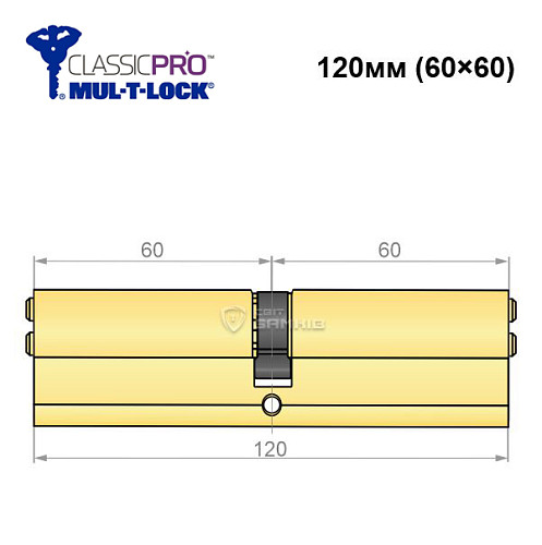 Циліндр MUL-T-LOCK MTL400/ClassicPRO 120 (60*60) латунь - Фото №5