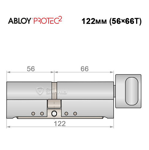 Циліндр ABLOY Protec2 122T (56*66T) хром полірований - Фото №5