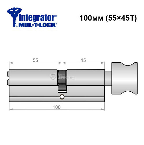 Цилиндр MUL-T-LOCK Integrator 100T (55*45T) никель сатин - Фото №6