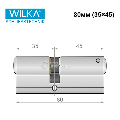 Цилиндр WILKA 1400 C Premium 130 80 (35*45) никель - Фото №7