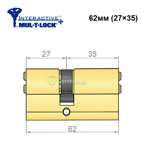 Циліндр MUL-T-LOCK MTL600/Interactive+ 62 (27*35) латунь - Фото №5