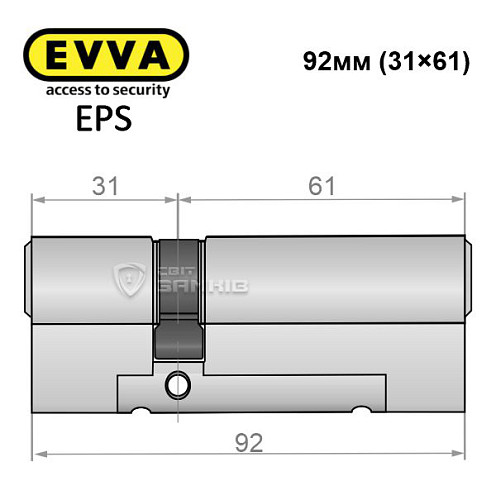 Циліндр EVVA EPS 92 (31*61) нікель сатин - Фото №4