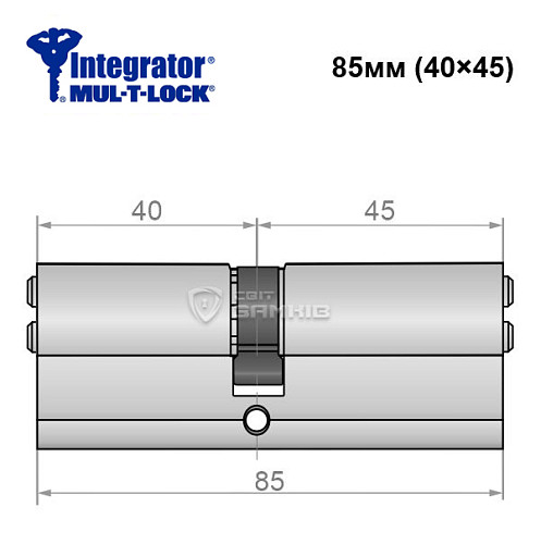 Циліндр MUL-T-LOCK Integrator 85 (40*45) нікель сатин - Фото №5