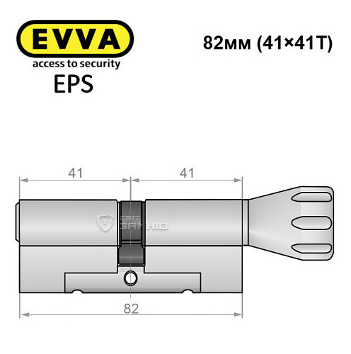Циліндр EVVA EPS 82T (41*41T) нікель сатин - Фото №5