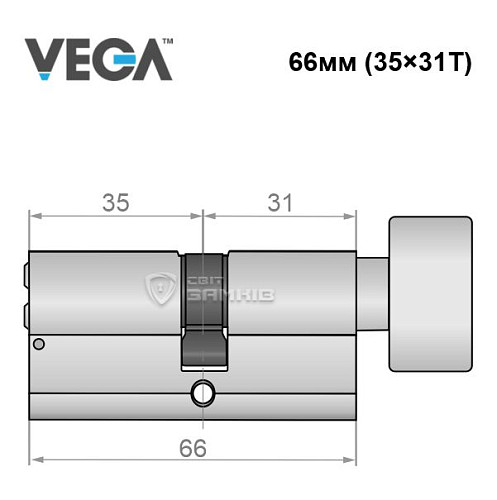 Циліндр VEGA VP-7 66T (35*31T) нікель сатин - Фото №5