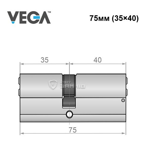 Циліндр VEGA VP-7 75 (35*40) нікель сатин - Фото №4