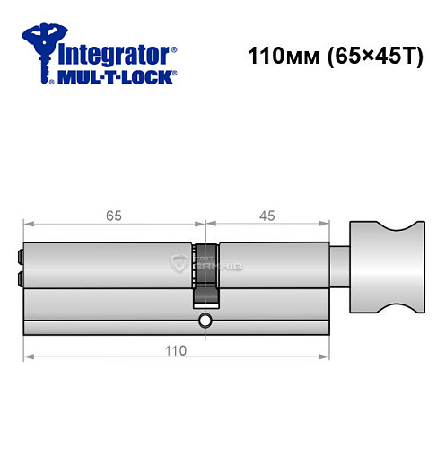 Цилиндр MUL-T-LOCK Integrator 110T (65*45T) никель сатин - Фото №6