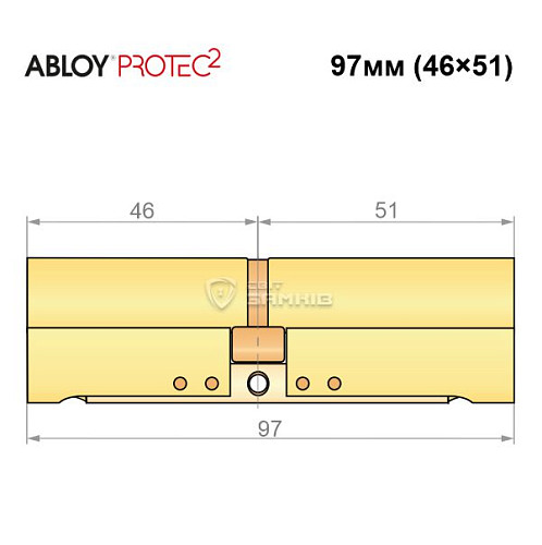 Цилиндр ABLOY Protec2 97 (46*51) латунь полированная - Фото №8
