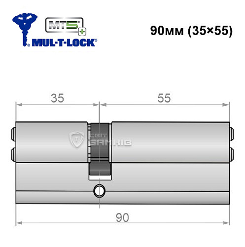 Циліндр MUL-T-LOCK MTL800/MT5+ 90 (35*55) нікель сатин - Фото №5