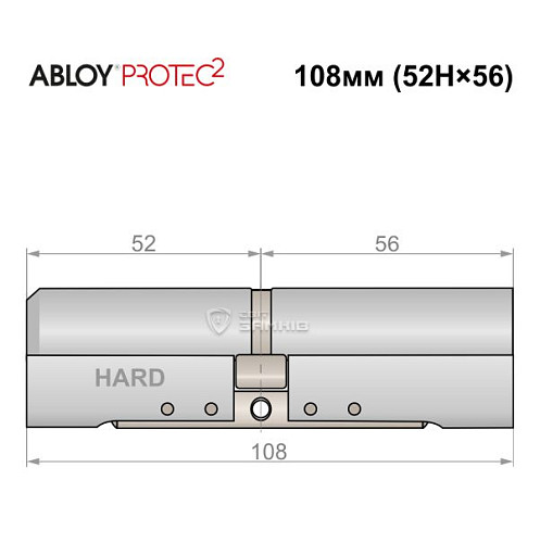 Цилиндр ABLOY Protec2 108 (52H*56) (H - закаленная сторона) хром полированный - Фото №4