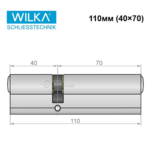 Циліндр WILKA 1400 A 110 (40*70) нікель - Фото №7