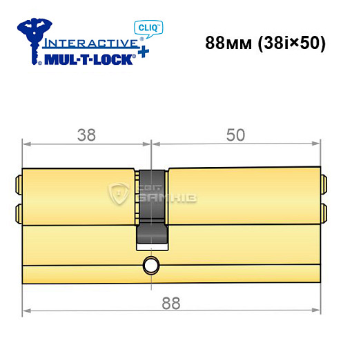 Циліндр MUL-T-LOCK MTL600/Interactive+ CLIQ 88 (38i*50) латунь - Фото №2