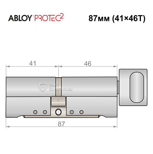 Цилиндр ABLOY Protec2 87T (41*46T) хром полированный - Фото №5