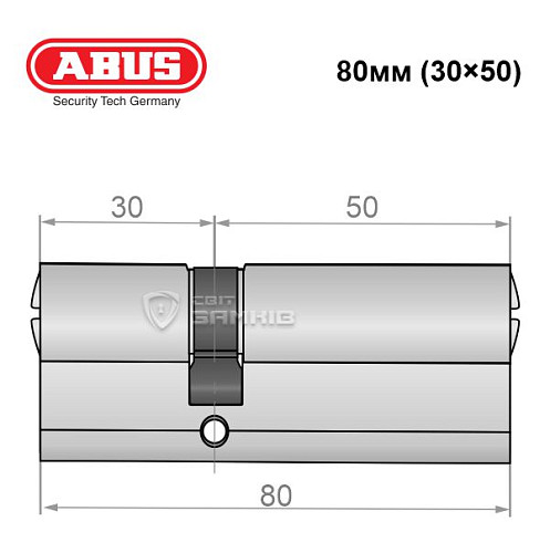Циліндр ABUS X12R 80 (30*50) нікель сатин - Фото №5