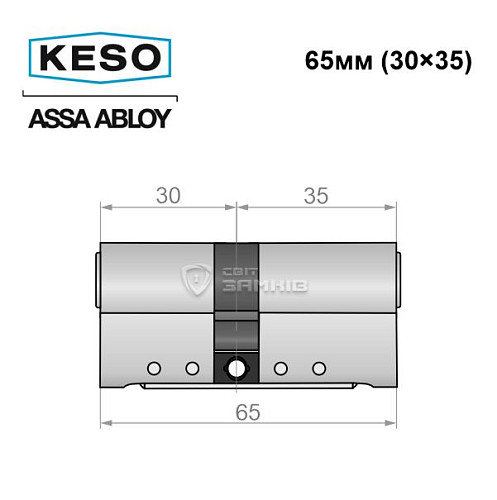 Цилиндр KESO 8000 65 (30*35) никель сатин 3 ключа - Фото №8