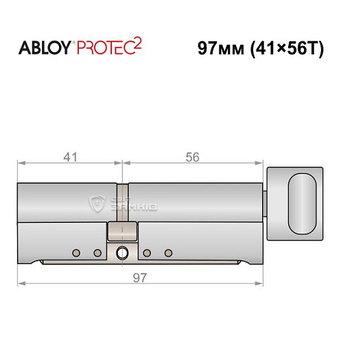Циліндр ABLOY Protec2 97T (41*56T) хром полірований - Фото №5