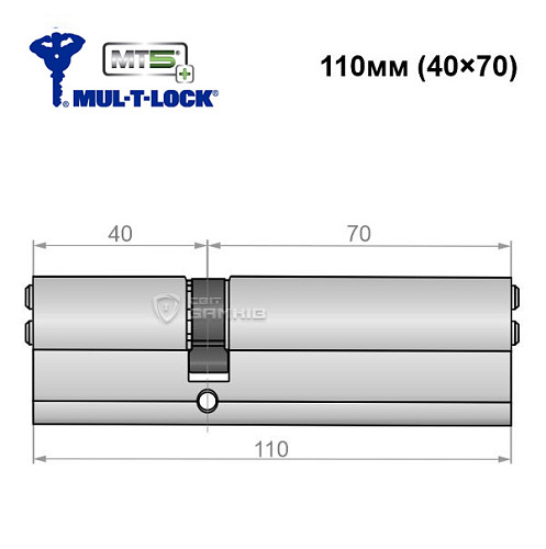 Циліндр MUL-T-LOCK MTL800/MT5+ MOD 110 (40*70) (модульний) нікель сатин - Фото №5