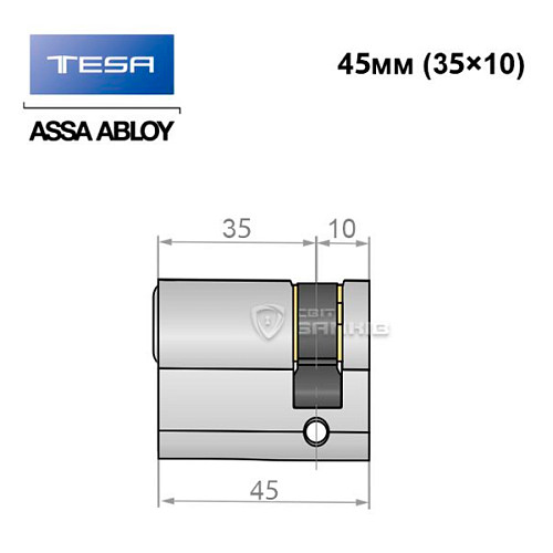 Цилиндр половинка TESA T5 45 (35*10) никель сатин 3 ключа - Фото №8