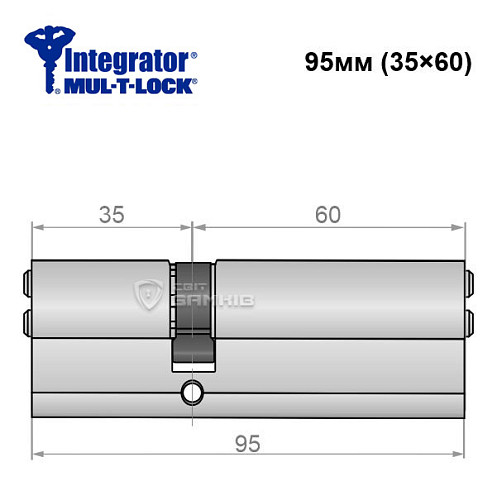 Цилиндр MUL-T-LOCK Integrator 95 (35*60) никель сатин - Фото №5