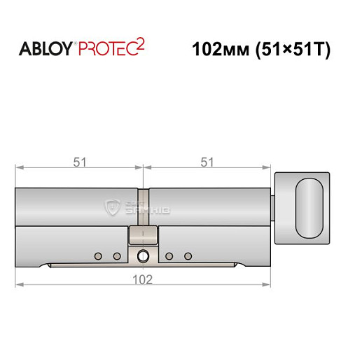 Циліндр ABLOY Protec2 102T (51*51T) хром полірований - Фото №5