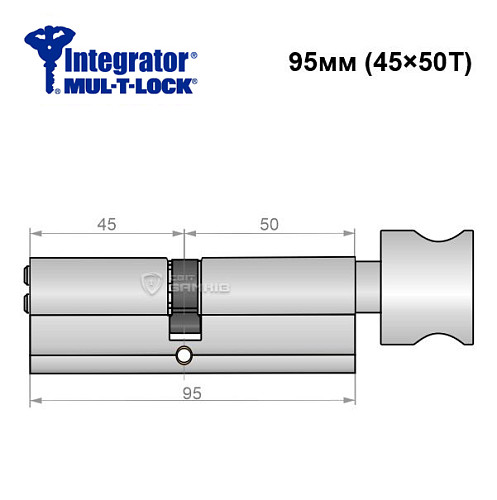 Циліндр MUL-T-LOCK Integrator 95T (45*50T) нікель сатин - Фото №6