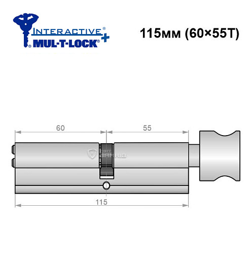 Циліндр MUL-T-LOCK MTL600/Interactive+ 115T (60*55T) нікель сатин - Фото №6