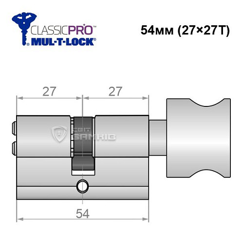 Цилиндр MUL-T-LOCK MTL400/ClassicPRO 54T (27*27T) никель сатин - Фото №6