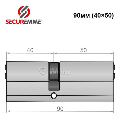 Циліндр SECUREMME K2 90 (40*50) матовий хром - Фото №5