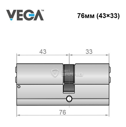 Циліндр VEGA VP-7 76 (33*43) нікель сатин - Фото №4