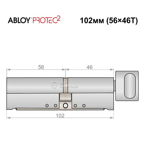 Циліндр ABLOY Protec2 102T (56*46T) хром полірований - Фото №5