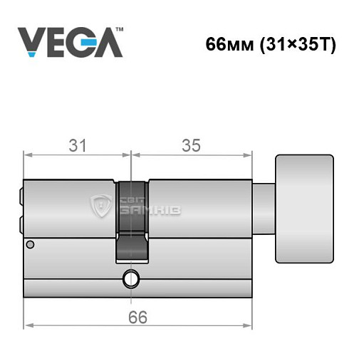 Циліндр VEGA VP-7 66T (31*35T) нікель сатин - Фото №5