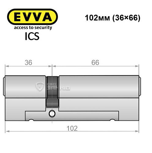 Цилиндр EVVA ICS 102 (36*66) никель сатин - Фото №6
