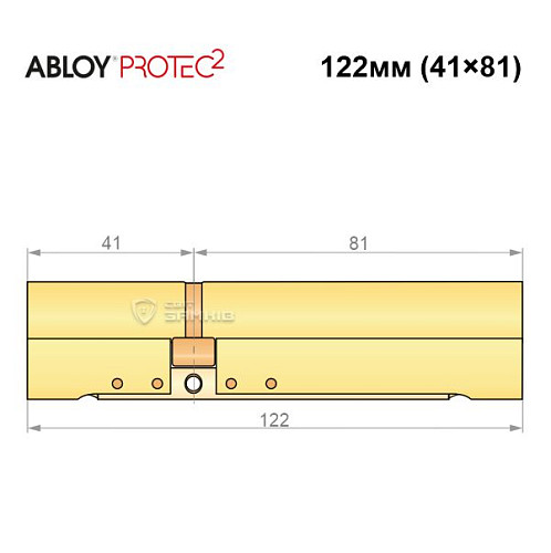 Циліндр ABLOY Protec2 122 (41*81) латунь полірована - Фото №8